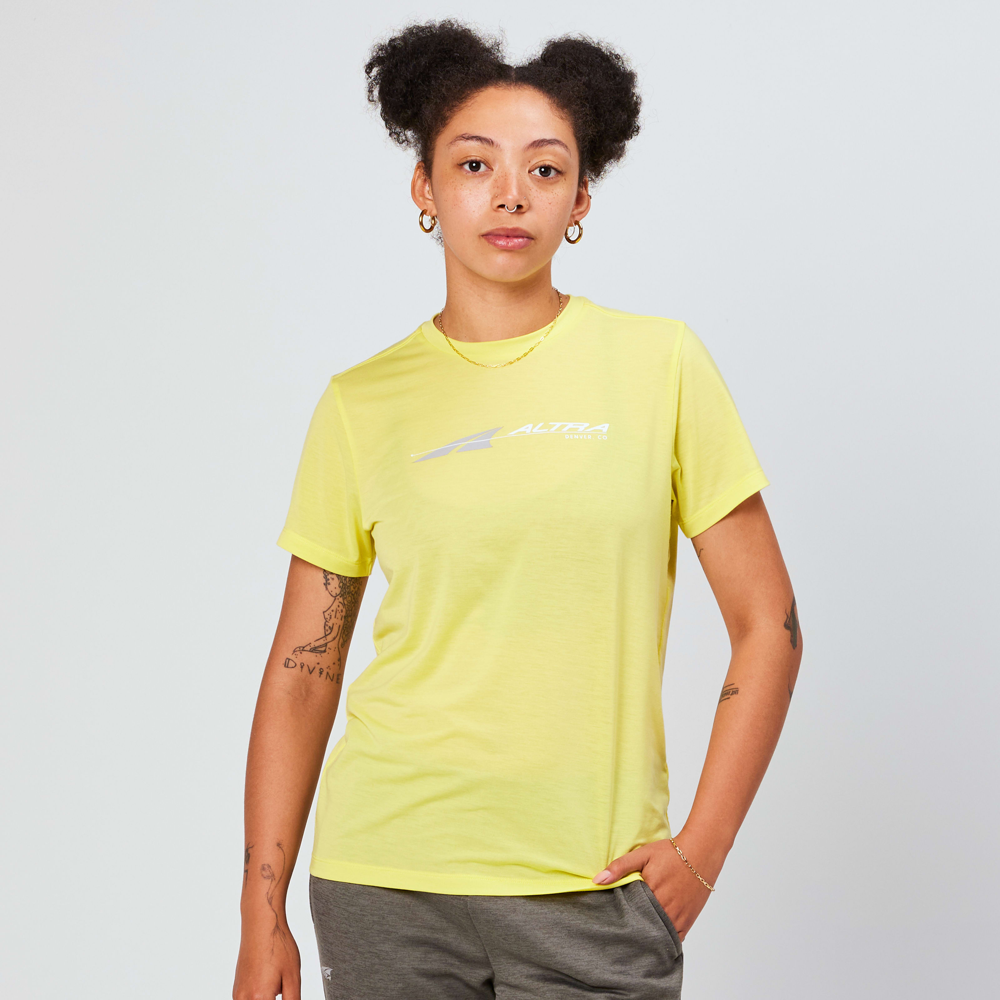  Altra Running Women's Everyday Performance Short Sleeve T-Shirt in Yellow, Size: XS - $40.00 at Altra Running