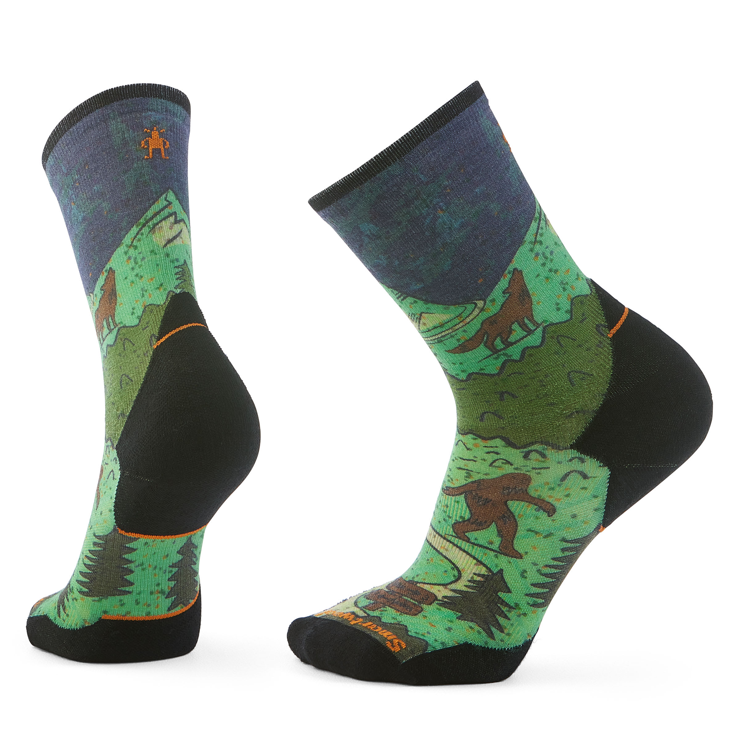 Smartwool Trail Run Neature Print Crew Socks in Twilight Blue, Size: XL