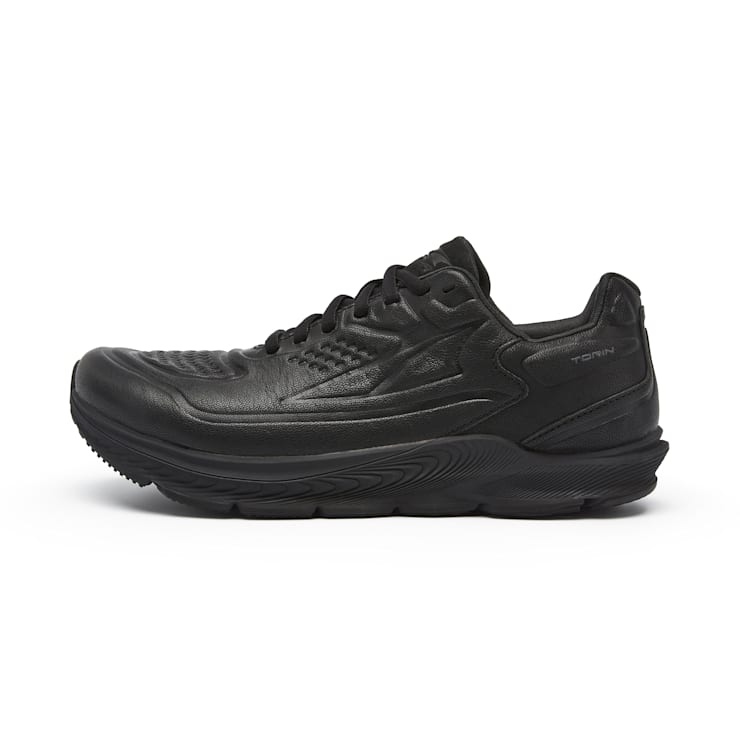 Women's black leather running shoes top